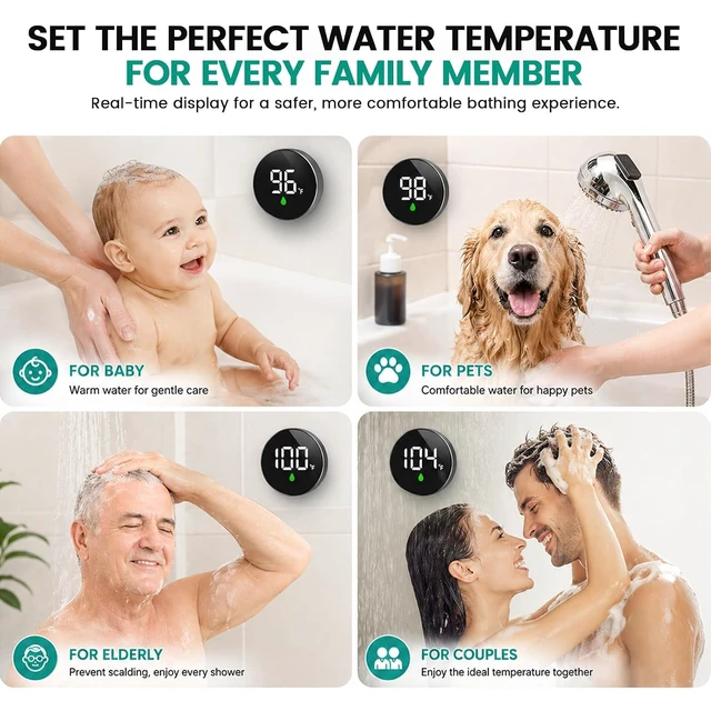 Alt view image 3 of 7 - MX08 Shower Temperature Display, Shower Thermometer, °F /°C Switchable | Hydro Powered Sensor, Digital Water Temperature Monitor, Large Adjustable Display, IPX7 Waterproof for Bathroom