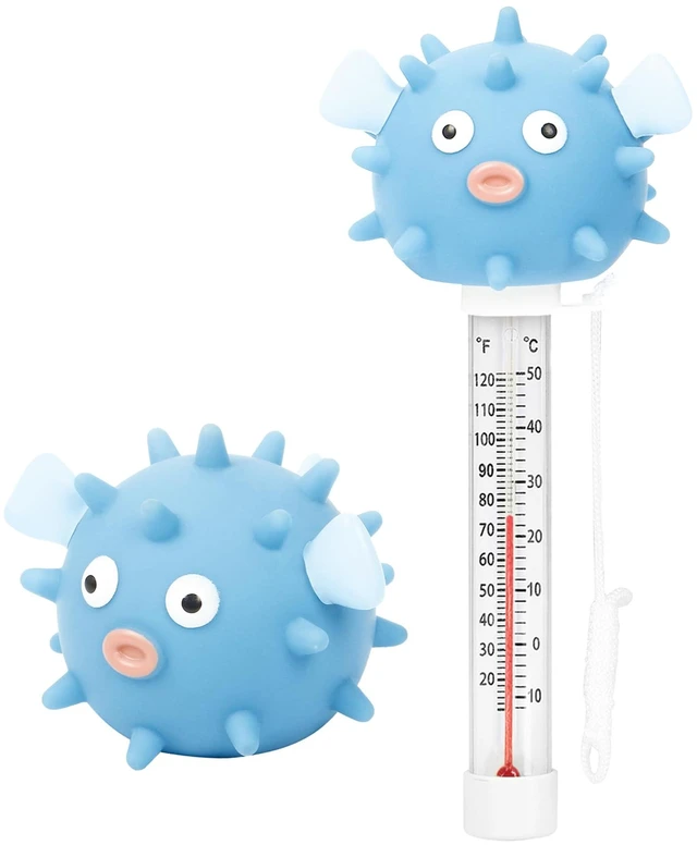 Main image of Puffer Floating Pool Thermometer with String, Easy-Read | Large size easy-read scale and included string for swimming pools, spas, hot tubs and ponds.