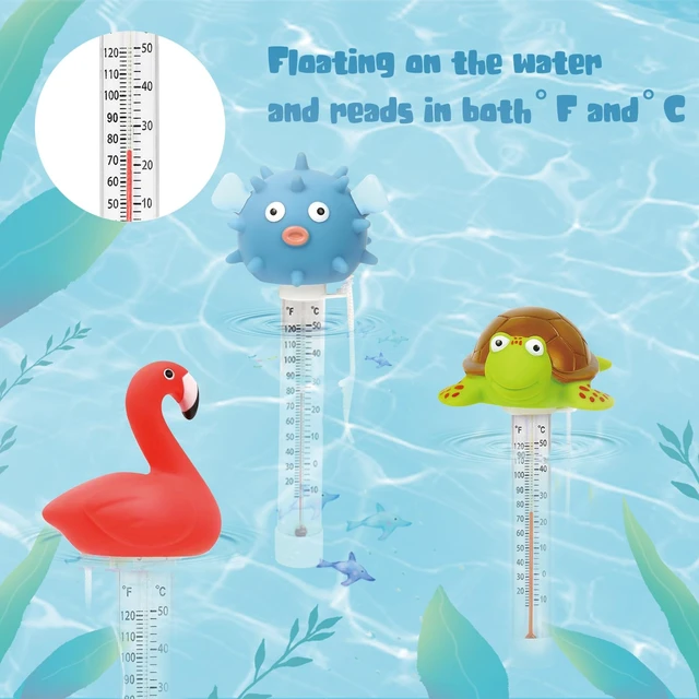 Alt view image 5 of 7 - Puffer Floating Pool Thermometer with String, Easy-Read | Large size easy-read scale and included string for swimming pools, spas, hot tubs and ponds.