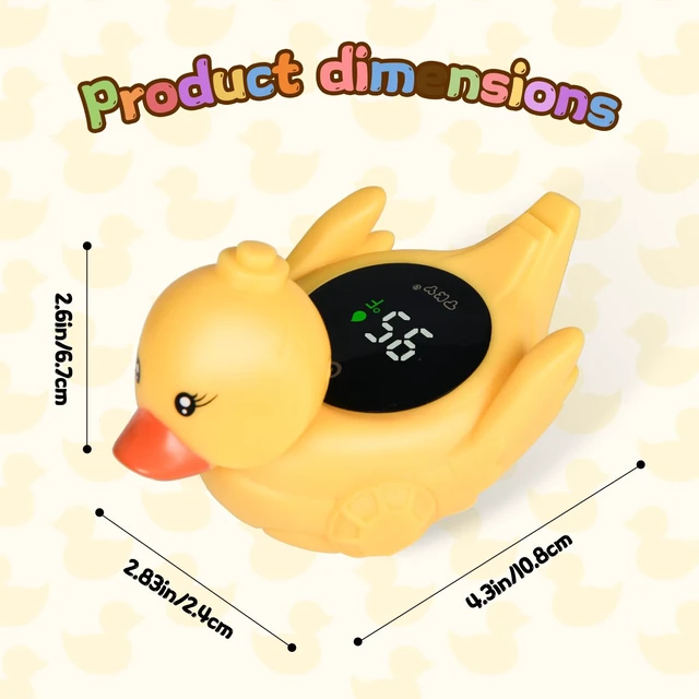 Alt view image 7 of 7 - Baby Bath Thermometer Water Temp Safety Essential,Rechargeable Duck Toy | Tub Temperature LED Display,Color Warn(Cold/Comfort/Hot)Safe for Newborn&Infants 2-in1 Floating Squeeze to quack Toy for Kids
