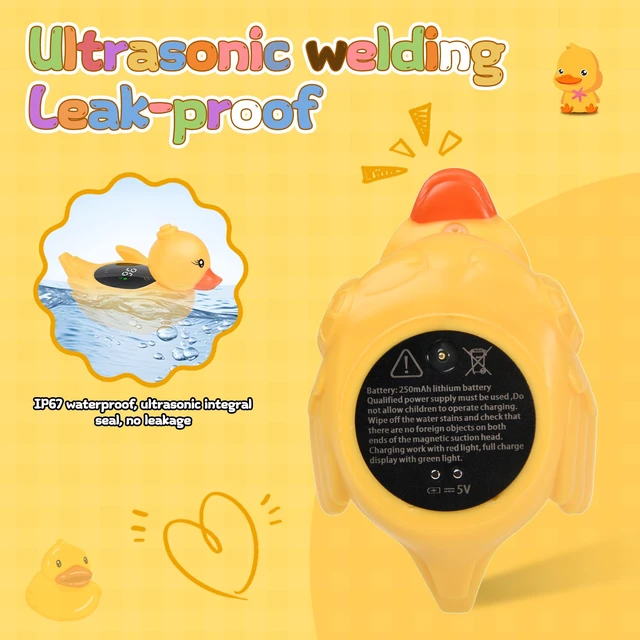 Alt view image 5 of 7 - Baby Bath Thermometer Water Temp Safety Essential,Rechargeable Duck Toy | Tub Temperature LED Display,Color Warn(Cold/Comfort/Hot)Safe for Newborn&Infants 2-in1 Floating Squeeze to quack Toy for Kids