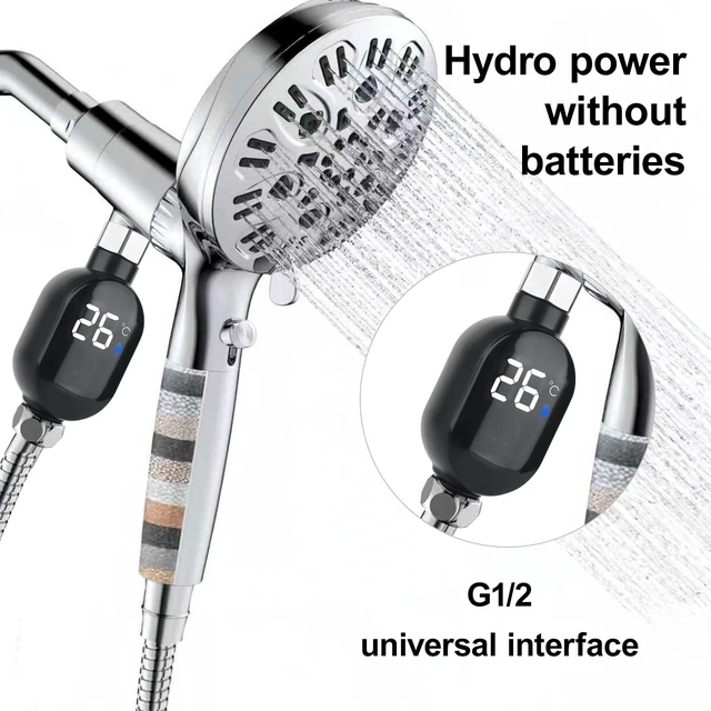 Alt view image 2 of 7 - Shower Thermometer,Smart Instant Read Bath Water Thermometer | No battery required,Water flow temperature auto display
