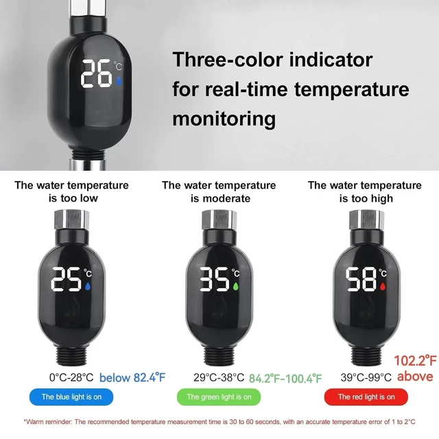 Alt view image 3 of 7 - Shower Thermometer,Smart Instant Read Bath Water Thermometer | No battery required,Water flow temperature auto display