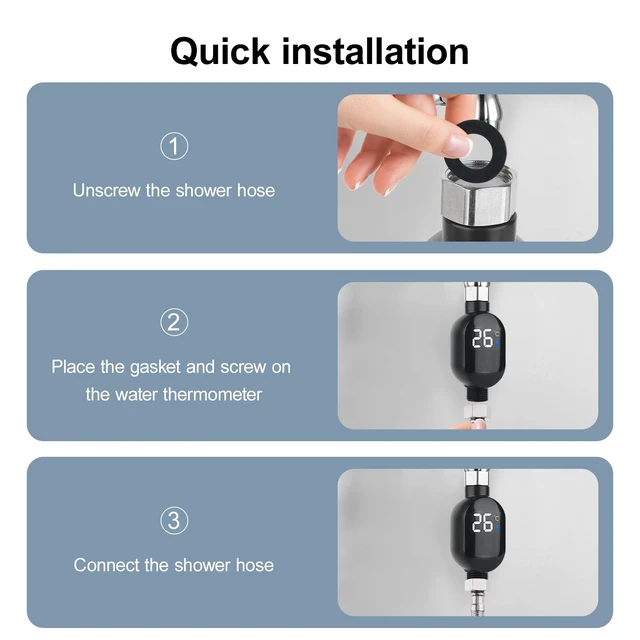 Alt view image 5 of 7 - Shower Thermometer,Smart Instant Read Bath Water Thermometer | No battery required,Water flow temperature auto display