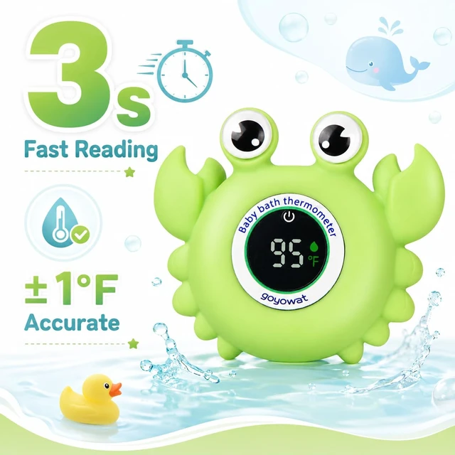 Alt view image 4 of 7 - Baby Bath Thermometer Water Temp Safety for Bathtub,Room Essential Crab Toy | Tub Temperature LED Display,Color Warn Newborn&Infants Water Temp Safe 2-in1 Bath floating Toy for Kids