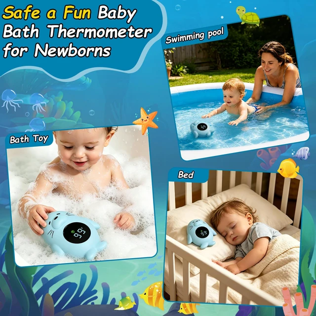 Alt view image 6 of 6 - Baby Bath Thermometer, Digital Water Temperature Thermometer with LED 32-140 °Fahrenheit/0-60 ° Celsius Display, Seal Shape Floating Bath for Infant Bath Tube