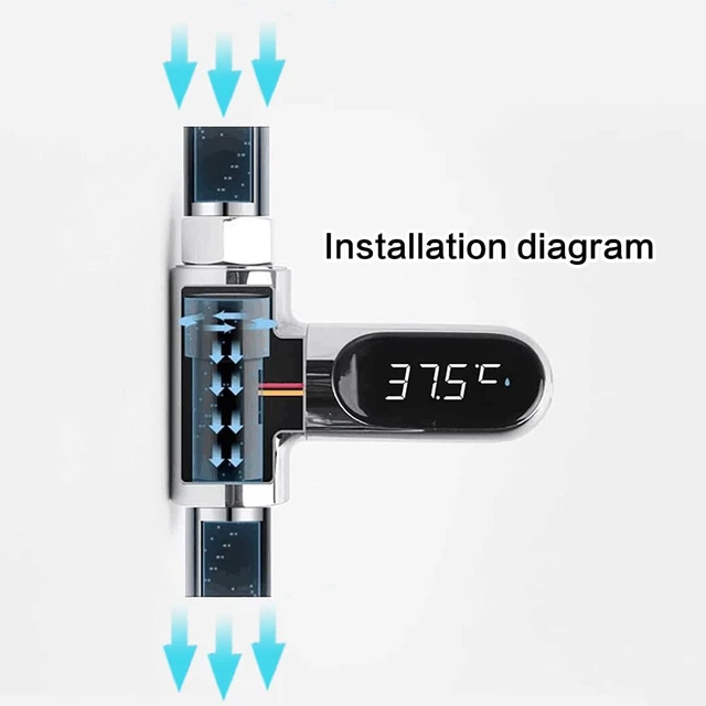 Alt view image 2 of 7 - Shower Thermometer Led Digital Display for Baby Bath, Bathroom, Kitchen | Real-Time Display, No-Battery Required, Fahrenheit or Celsius Mode, 360°Rotating Screen, Easy Install at Shower Head, Faucet