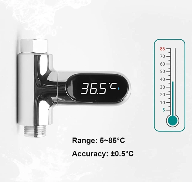 Alt view image 6 of 7 - Shower Thermometer Led Digital Display for Baby Bath, Bathroom, Kitchen | Real-Time Display, No-Battery Required, Fahrenheit or Celsius Mode, 360°Rotating Screen, Easy Install at Shower Head, Faucet