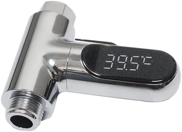 Main image of Instant-Read Shower Water Temperature Thermometer | Battery-Free Hydropower Thermometer, 360° Rotatable LED Screen, / Switchable,Temperature Indicator Light for Family Bath