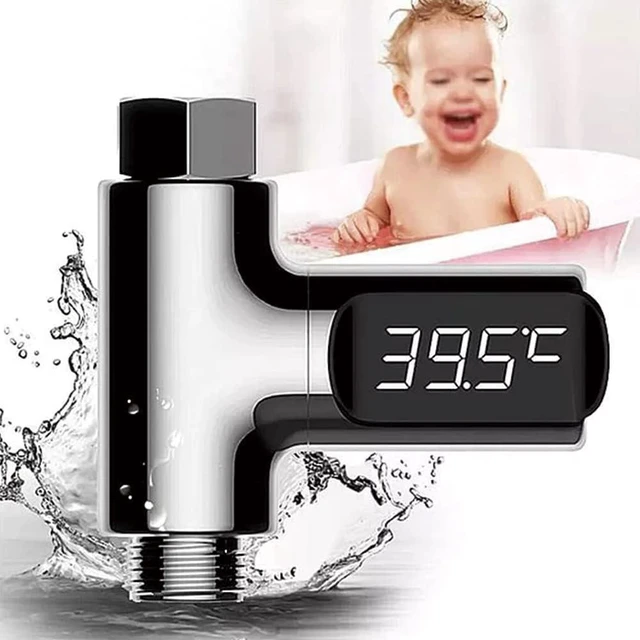 Alt view image 4 of 7 - Instant-Read Shower Water Temperature Thermometer | Battery-Free Hydropower Thermometer, 360° Rotatable LED Screen, / Switchable,Temperature Indicator Light for Family Bath