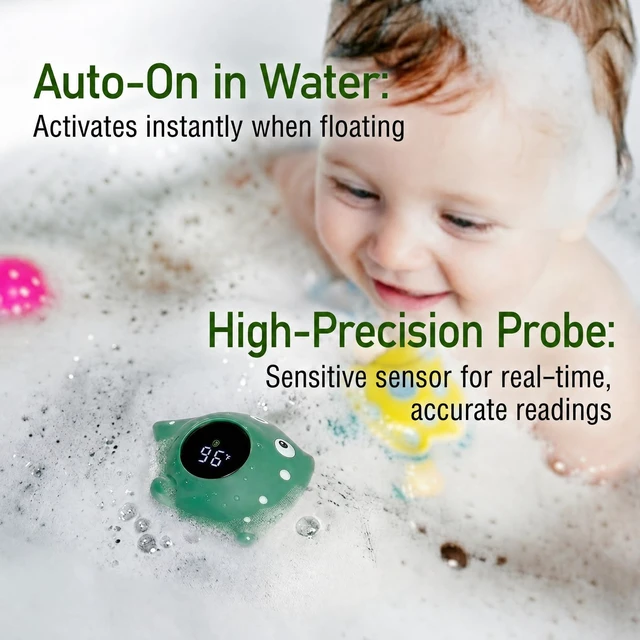 Alt view image 2 of 7 - Baby Bath Thermometer, Manta Ray Won't Flip Over, 3-Icon Alert, Auto On/Off | Floating Digital Bathtub Water Thermometer for Newborn Infant Toddler, BPA-Free ABS, °F/°C, Battery Included