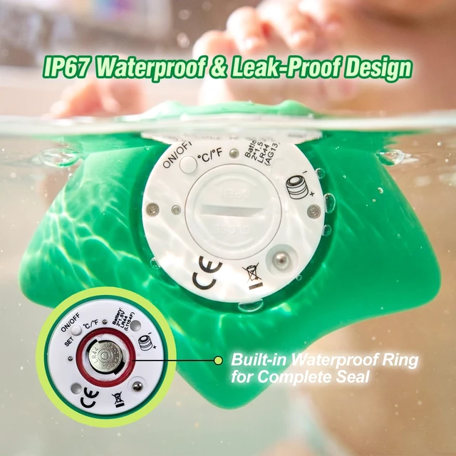 Alt view image 5 of 7 - Baby Bath Thermometer, Manta Ray Won't Flip Over, 3-Icon Alert, Auto On/Off | Floating Digital Bathtub Water Thermometer for Newborn Infant Toddler, BPA-Free ABS, °F/°C, Battery Included