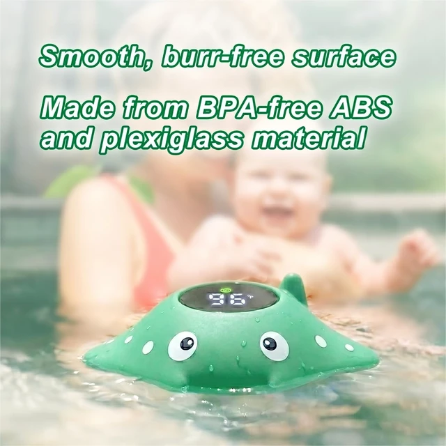 Alt view image 6 of 7 - Baby Bath Thermometer, Manta Ray Won't Flip Over, 3-Icon Alert, Auto On/Off | Floating Digital Bathtub Water Thermometer for Newborn Infant Toddler, BPA-Free ABS, °F/°C, Battery Included