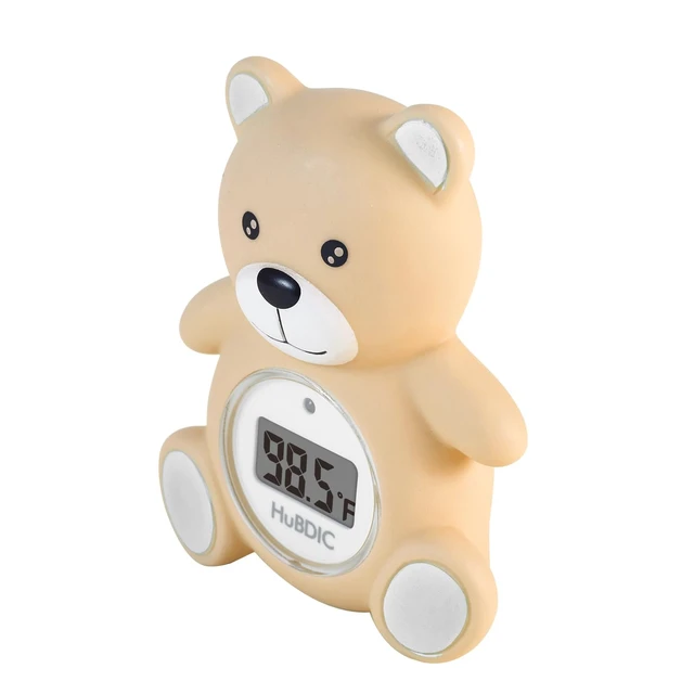 Alt view image 2 of 7 - Baby Bath Thermometer & Digital Room Temperature, 2in1 Kids Bathroom Safety Products with Temperature Warning, Floating Teddy Bear (Khaki)