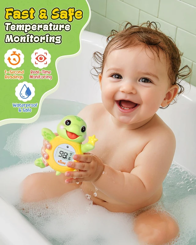 Alt view image 3 of 7 - Baby Bath Thermometer, Floating Turtle Digital WaterTemperature Monitor | BPA Free, Auto On/Off, Waterproof, Hot Cold Color Alert, Long Battery Life, accurate temperature reading