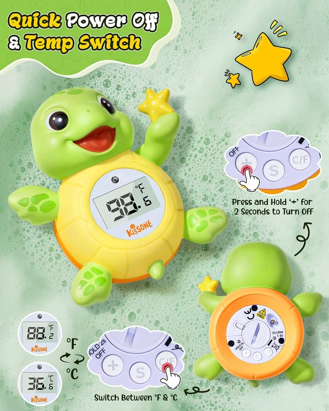 Alt view image 4 of 7 - Baby Bath Thermometer, Floating Turtle Digital WaterTemperature Monitor | BPA Free, Auto On/Off, Waterproof, Hot Cold Color Alert, Long Battery Life, accurate temperature reading
