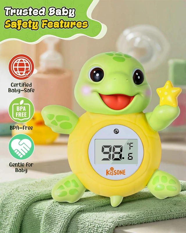 Alt view image 5 of 7 - Baby Bath Thermometer, Floating Turtle Digital WaterTemperature Monitor | BPA Free, Auto On/Off, Waterproof, Hot Cold Color Alert, Long Battery Life, accurate temperature reading