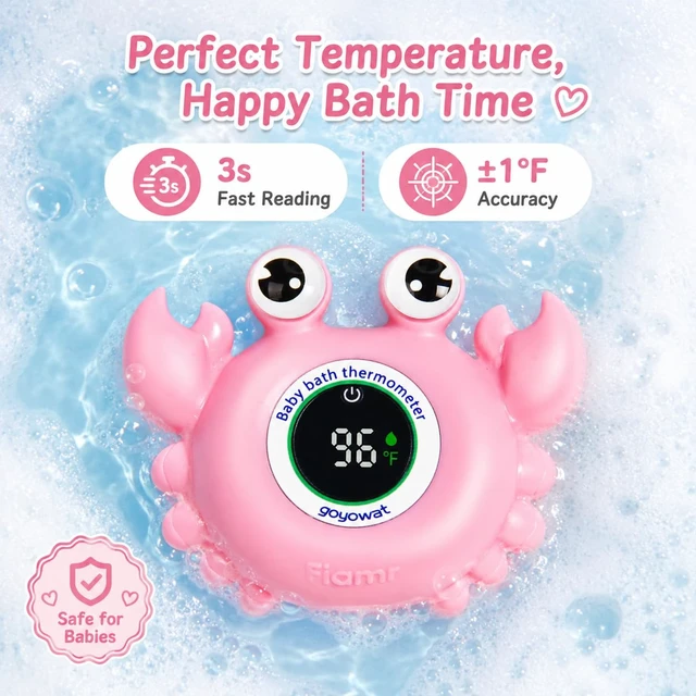 Alt view image 2 of 6 - Baby Bath Thermometer Water Temp Safety for Bathtub,Room Essential Crab Toy | Tub Temperature LED Display,Color Warn, Newborn&Infants Water Temp Safe 2-in1 Bath floating Toy for Kids