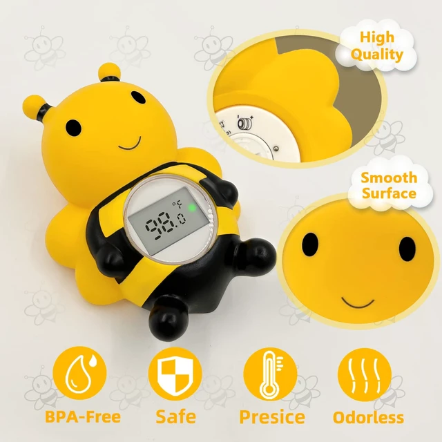 Alt view image 2 of 6 - Baby Bath Thermometer Floating Toy - CPC Certified | IP68 Waterproof Water Temperature Thermometer for Bathtub, Tub Toy Gift for Newborn Baby Shower, Infants, Toddlers, Kids (Bee)