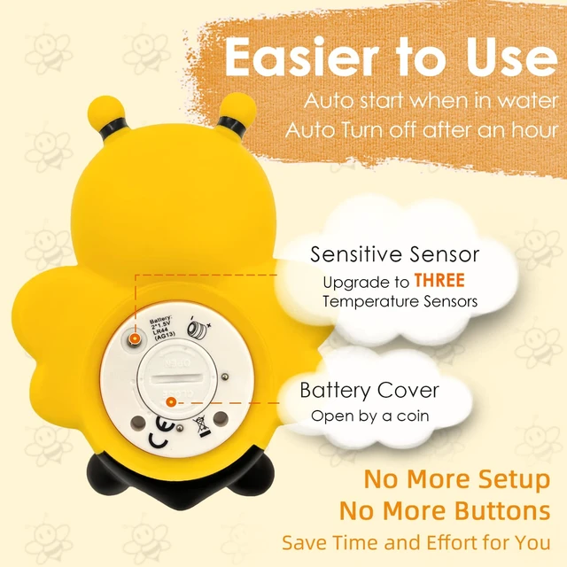 Alt view image 4 of 6 - Baby Bath Thermometer Floating Toy - CPC Certified | IP68 Waterproof Water Temperature Thermometer for Bathtub, Tub Toy Gift for Newborn Baby Shower, Infants, Toddlers, Kids (Bee)