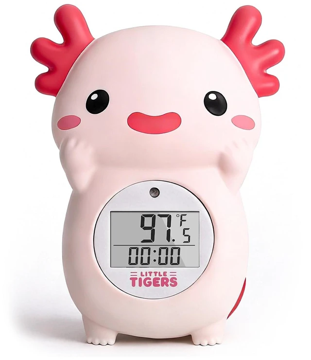 Main image of Baby Bath Thermometer for Infants, Axolotl Water Thermometer for Bathtub | Pink Salamander with Timer, Newborn Bath Time Essentials, Digital Tub Temperature, Accurate Indicator, Safety Floating Toy