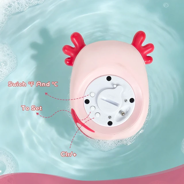 Alt view image 5 of 7 - Baby Bath Thermometer for Infants, Axolotl Water Thermometer for Bathtub | Pink Salamander with Timer, Newborn Bath Time Essentials, Digital Tub Temperature, Accurate Indicator, Safety Floating Toy