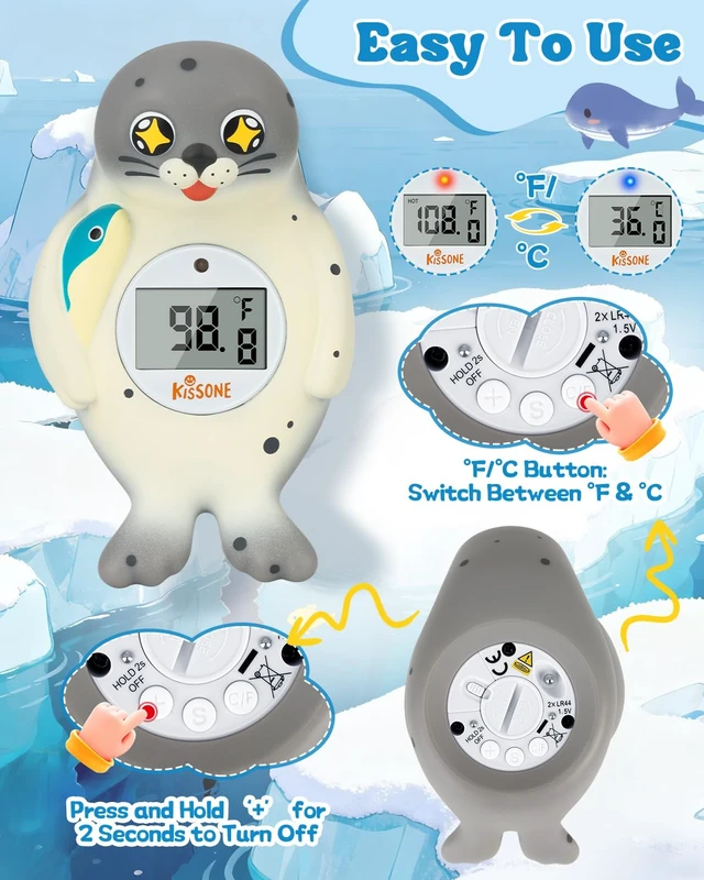 Alt view image 4 of 7 - Baby Bath Thermometer Digital for Water Temperature Fast & Accurate °F/°C Reading, Waterproof Floating Safety Thermometer for Infants & Toddlers
