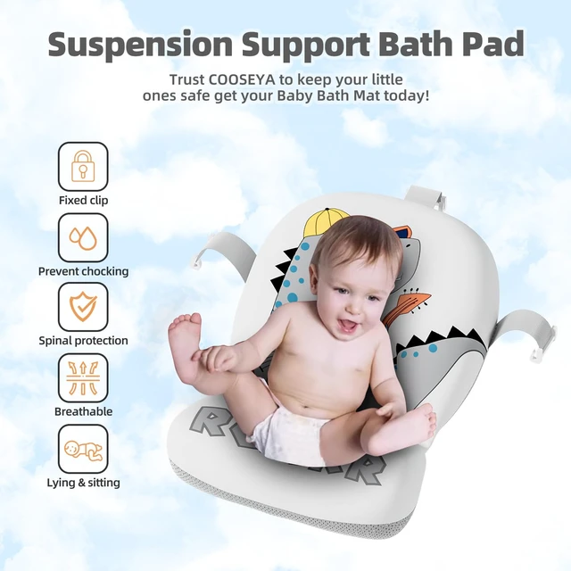 Alt view image 6 of 7 - Collapsible Baby Bathtub for Newborn, Foldable Baby Bath Tub with Thermometer & Soft Floating Cushion & Drain Hole, Portable Travel Infant Bath Tubs for Newborns to Toddlers 0-36 Months Boys, Grey