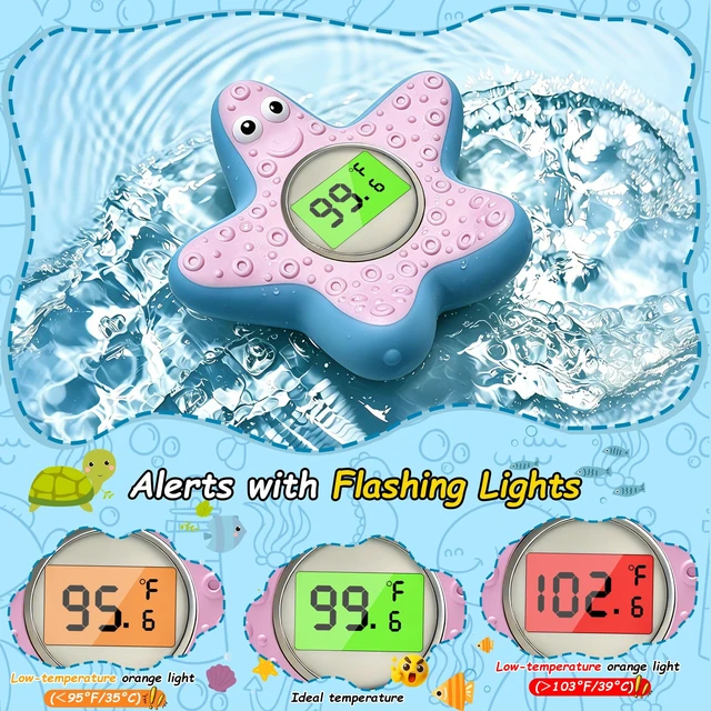 Alt view image 3 of 7 - Digital Baby Bath Thermometer, Starfish Floating Water Temperature Thermometer with Clear °F/°C Readout, Auto-Off Function, and Easy-Grip Arms, Essential Bathing Accessory for Infant & Toddler Safety
