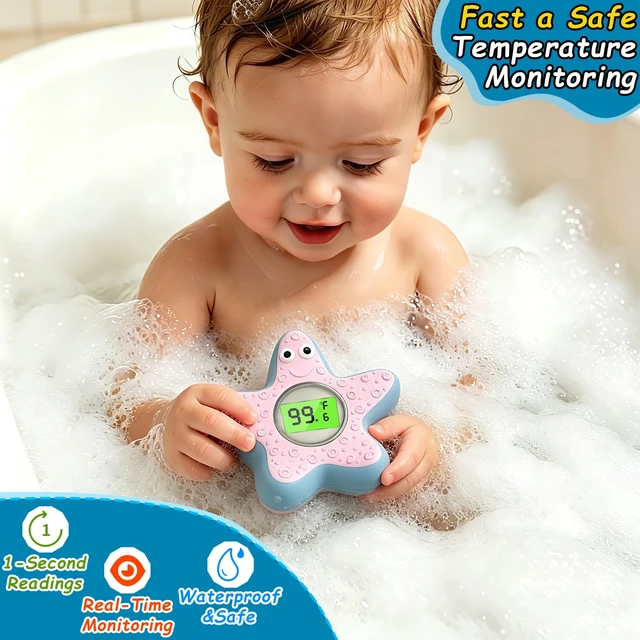 Alt view image 4 of 7 - Digital Baby Bath Thermometer, Starfish Floating Water Temperature Thermometer with Clear °F/°C Readout, Auto-Off Function, and Easy-Grip Arms, Essential Bathing Accessory for Infant & Toddler Safety