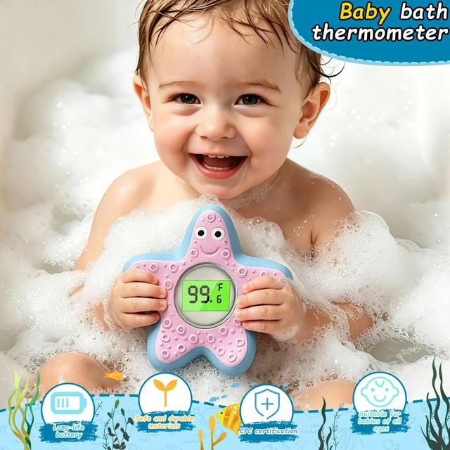 Alt view image 5 of 7 - Digital Baby Bath Thermometer, Starfish Floating Water Temperature Thermometer with Clear °F/°C Readout, Auto-Off Function, and Easy-Grip Arms, Essential Bathing Accessory for Infant & Toddler Safety