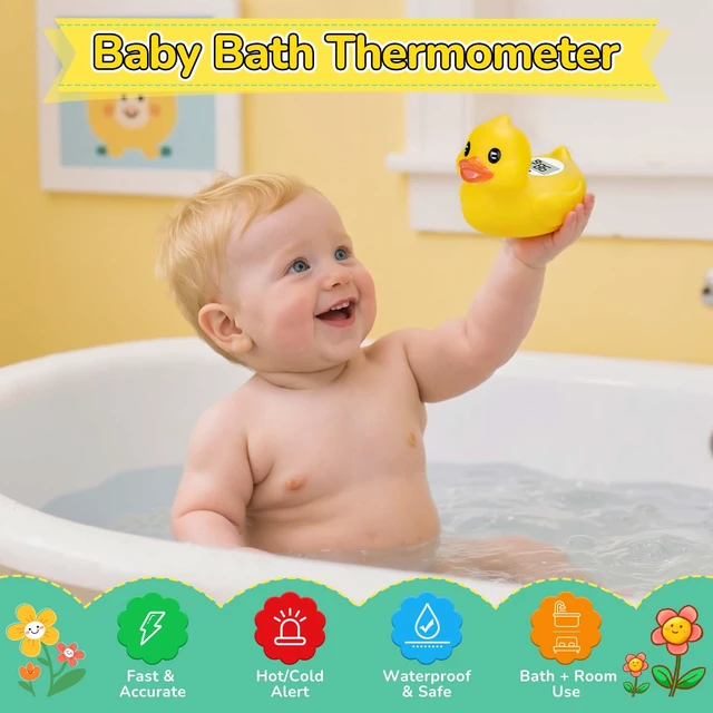 Alt view image 2 of 7 - Baby Bath Thermometer Digital Safety Water Thermometer for Baby Bathtub °C/°F Display, BPA-Free & Waterproof Floating Duck Toy for Newborns & Toddlers