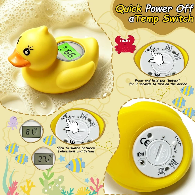 Alt view image 2 of 7 - Baby Bath Thermometer Cute Yellow Duck Floating Digital Water Temperature Monitor with Instant Accurate Reading, Auto On/Off, BPA-Free & Waterproof, Essential Safety Toy for Newborn