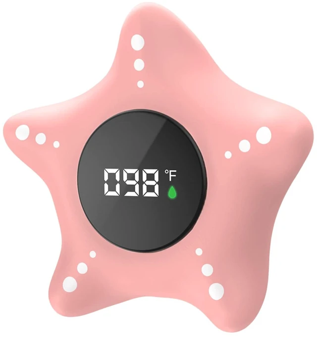 Main image of Baby Bath Thermometer Safety, Auto On & Off Bathtub Thermometer Floating Toy, Digital Bathing Water Temperature Warning, Pink Sea Star Shape