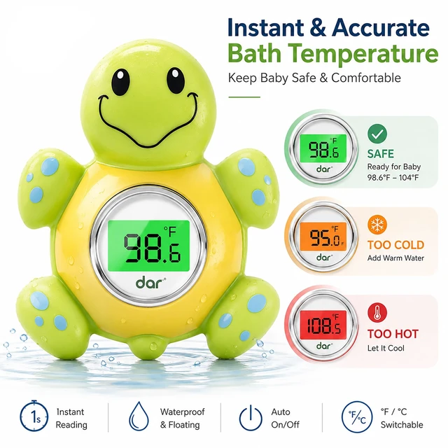 Alt view image 2 of 7 - Baby Bath Thermometer for Tub,Floating Digital Water Temperature Thermometer with Instant Accurate Reading,3-Color Safety Light,Auto On/Off for Newborn,Infant & Toddler