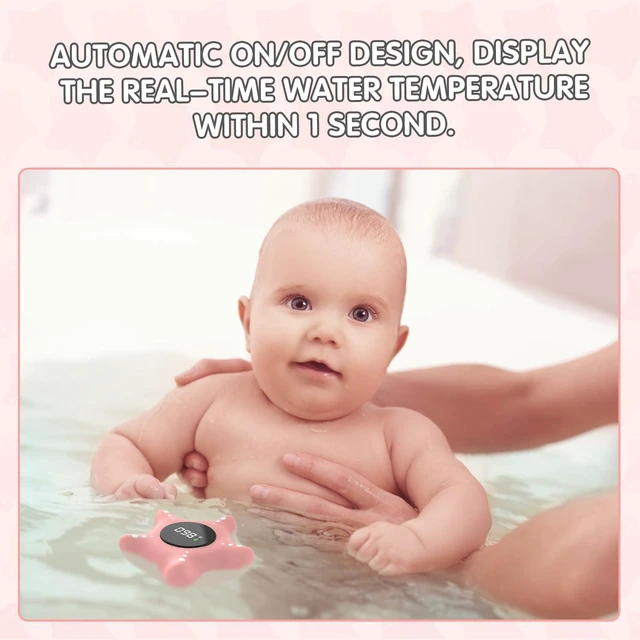 Alt view image 7 of 7 - Baby Bath Thermometer Safety, Auto On & Off Bathtub Thermometer Floating Toy, Digital Bathing Water Temperature Warning, Pink Sea Star Shape