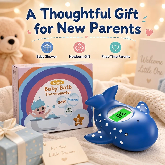 Alt view image 6 of 7 - Baby Bath Thermometer for Infant & Toddler, Floating Digital Water Thermometer with 3Color LED Backlight, Baby Bath Toy, Hot & Cold Alert, BPAFree,Blue Whale
