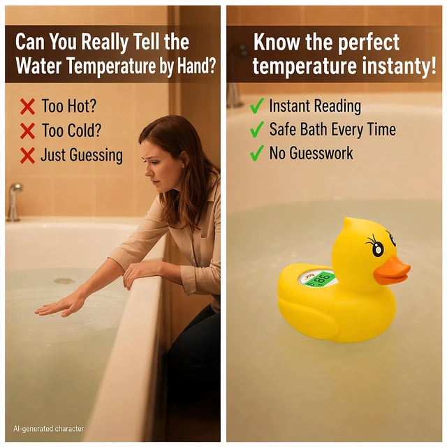 Alt view image 3 of 7 - Baby Bath Thermometer for Infants & Todlers, Floating Duck Water Thermometer with Instant Temperature Reading,3-Color LED Safety Alert,Large LCD Display, BPA-Free Bathtub Toy Auto On/Off