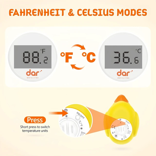 Alt view image 6 of 7 - Baby Bath Thermometer for Infants & Todlers, Floating Duck Water Thermometer with Instant Temperature Reading,3-Color LED Safety Alert,Large LCD Display, BPA-Free Bathtub Toy Auto On/Off