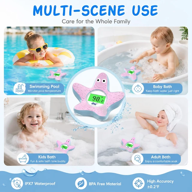 Alt view image 5 of 7 - Baby Bath Thermometer for Tub,Floating Digital Water Temperature Thermometer with Instant Accurate Reading,3-Color Safety Light,Auto On/Off for Newborn,Infant & ToddlerStarfish