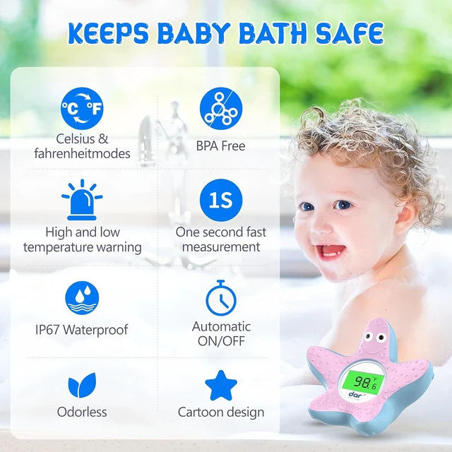 Alt view image 7 of 7 - Baby Bath Thermometer for Tub,Floating Digital Water Temperature Thermometer with Instant Accurate Reading,3-Color Safety Light,Auto On/Off for Newborn,Infant & ToddlerStarfish
