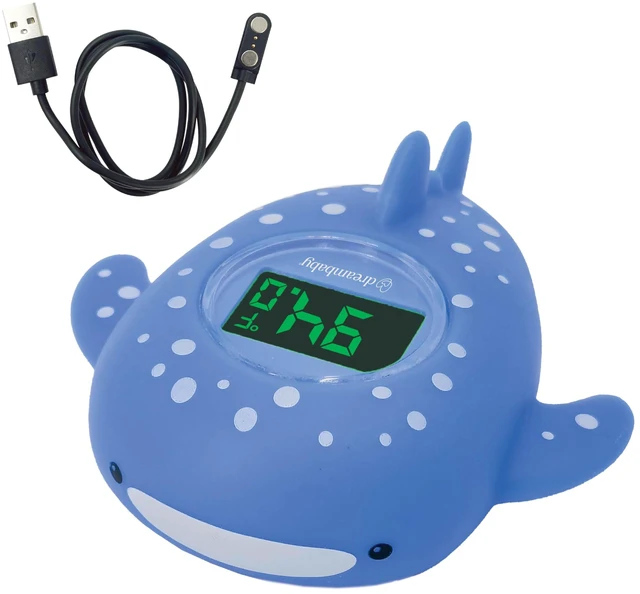 Main image of Whale Shark USB Rechargeable Baby Bath Thermometer - Instant Read, Digital Room and Baby Bathtub Water Fun Floating Toy - Newborn Must-Have