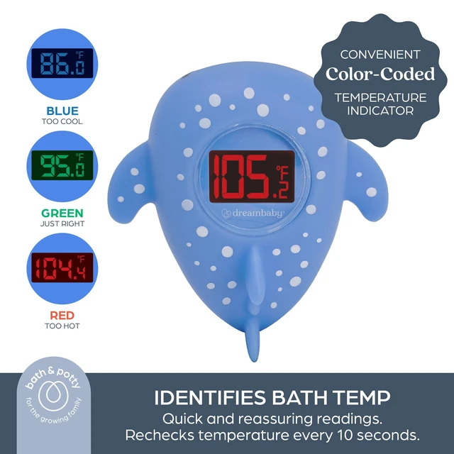Alt view image 3 of 7 - Whale Shark USB Rechargeable Baby Bath Thermometer - Instant Read, Digital Room and Baby Bathtub Water Fun Floating Toy - Newborn Must-Have