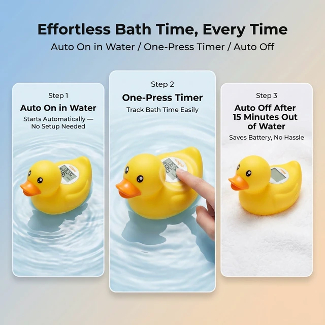Alt view image 5 of 7 - Baby Bath Thermometer, Accurate Floating Duck Water Thermometer | Good/Cool/Hot Display, LED & Sound Alarm, Adjustable High-Temp Alert, ±1°F Accuracy, BPA-Free IPX7 Duck for Newborn Baths