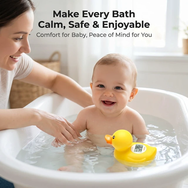 Alt view image 7 of 7 - Baby Bath Thermometer, Accurate Floating Duck Water Thermometer | Good/Cool/Hot Display, LED & Sound Alarm, Adjustable High-Temp Alert, ±1°F Accuracy, BPA-Free IPX7 Duck for Newborn Baths