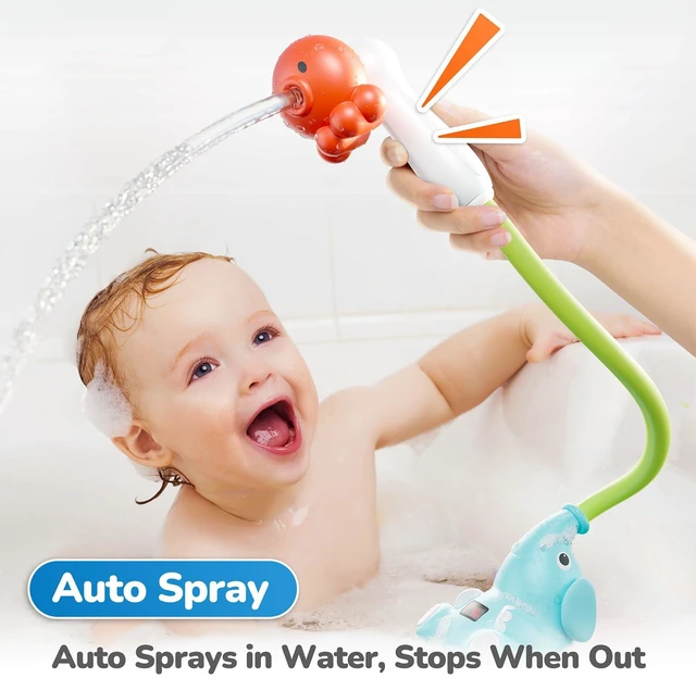 Alt view image 3 of 5 - Baby Bath Toys Shower Head Sprayer with Baby Stuff Water Themometer | Elephant Water Toys for Newborns,Babies and Toddlers | Baby Accessories, and Essentials in Bathtub or Sink | USB Rechargeable