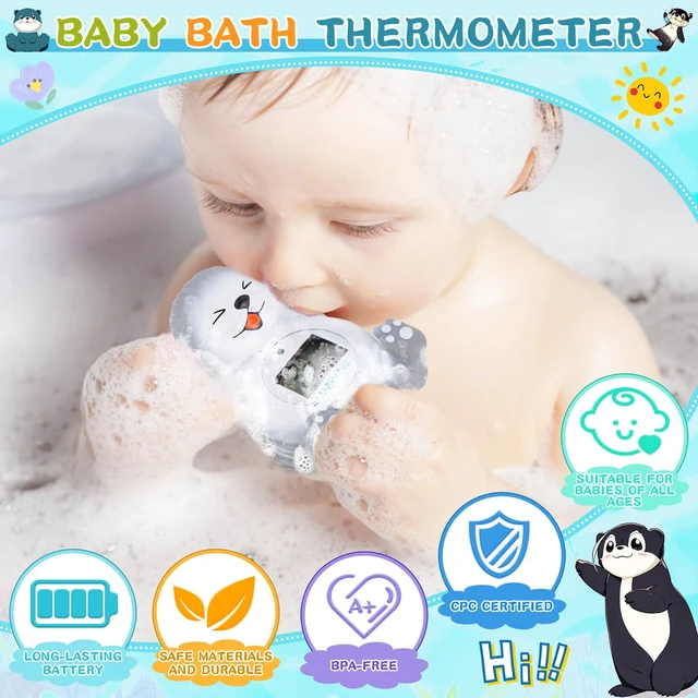 Alt view image 2 of 7 - Baby Bath Thermometer, Cute Otter Floating Water Thermometer for Newborns & Infants, Safe and Accurate Room and Bathtub Temperature Monitor, Grey