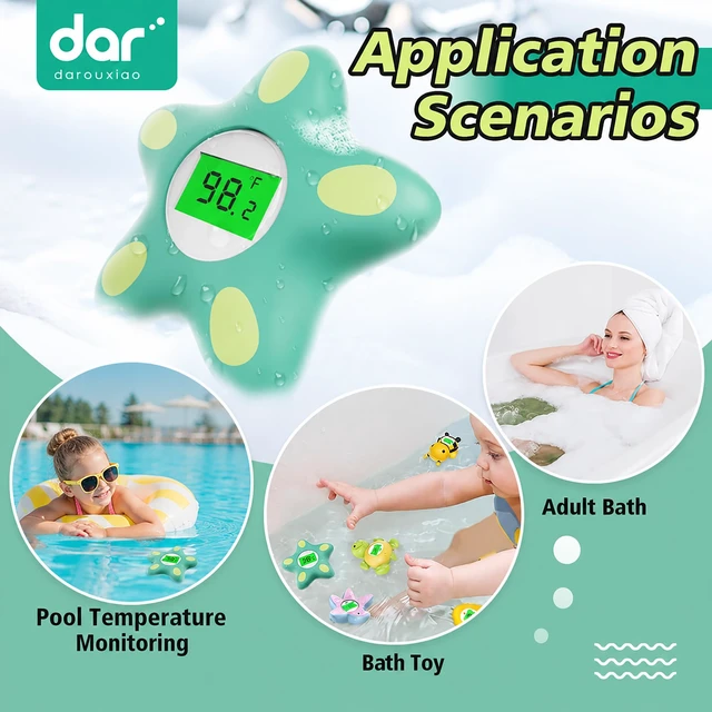 Alt view image 6 of 7 - Baby Bath Thermometer for Infant & Toddler, Floating Digital Water Thermometer with 3Color LED Backlight, Baby Bath Toy, Hot & Cold Alert, BPAFree, Green Starfish