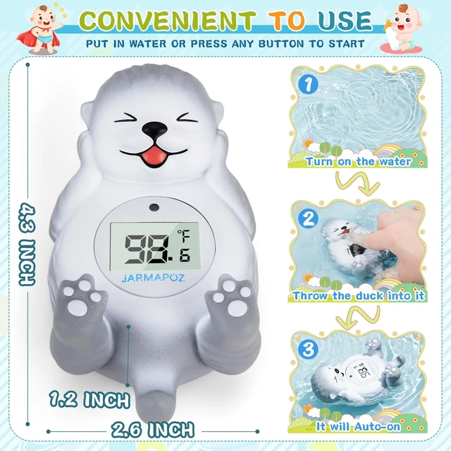 Alt view image 3 of 7 - Baby Bath Thermometer, Cute Otter Floating Water Thermometer for Newborns & Infants, Safe and Accurate Room and Bathtub Temperature Monitor, Grey