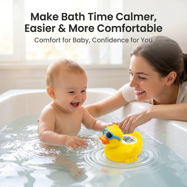 Alt view image 7 of 7 - Baby Bath Thermometer, Floating Duck Infant Water Thermometer | Good/Cool/Hot Display, LED & Sound Alarm, Adjustable High-Temp Alert, ±1°F Accuracy, BPA-Free IPX7 Duck for Newborn Baths